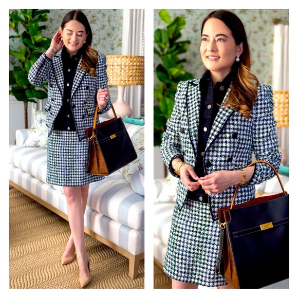BRAND NEW $698 Veronica Beard Diego Dickey Jacket Blue/Pinegrove Multi Size 6, 8 - Picture 1 of 17